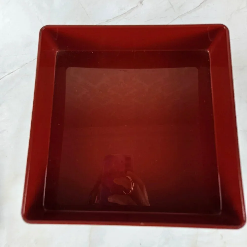 Vintage MMA Japanese Tiered Stacking Box Lacquered Red Black Gold Floral 1992